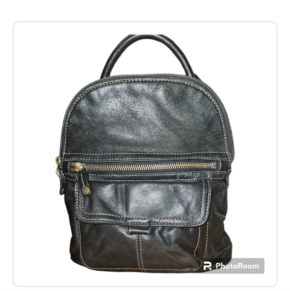 Fossil Black Leather Backpack